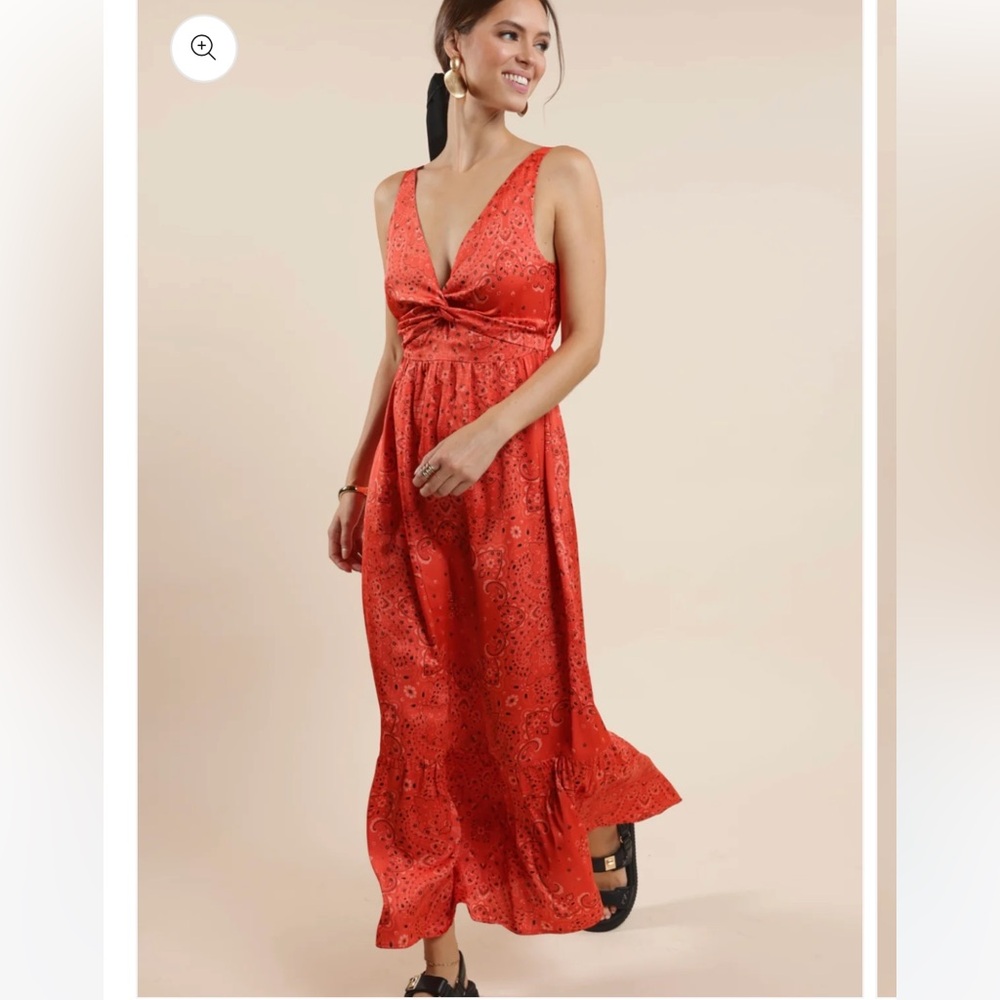 Sage The Label Music Fest Bandana Printed Satin Maxi Dress Size M NWT